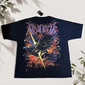 Tenaciti Studios Raven Graphic Tee Black 2XL Y2K Heavyweight Streetwear Shirt